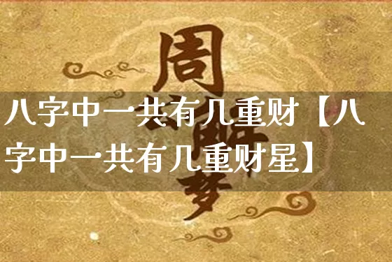 八字中一共有几重财【八字中一共有几重财星】_https://www.nbtfsb.com_易经起名_第1张