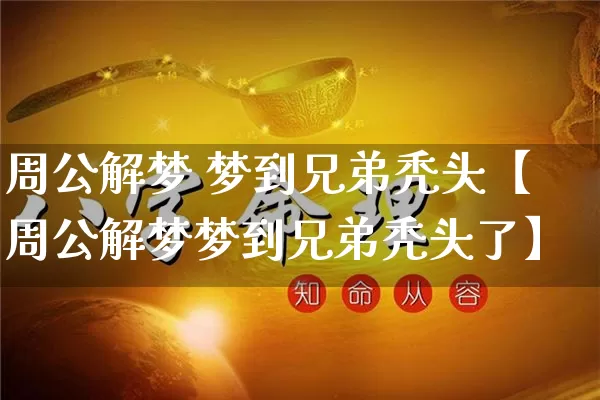 周公解梦 梦到兄弟秃头【周公解梦梦到兄弟秃头了】_https://www.nbtfsb.com_生肖星座_第1张