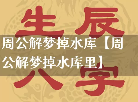 周公解梦掉水库【周公解梦掉水库里】_https://www.nbtfsb.com_国学动态_第1张