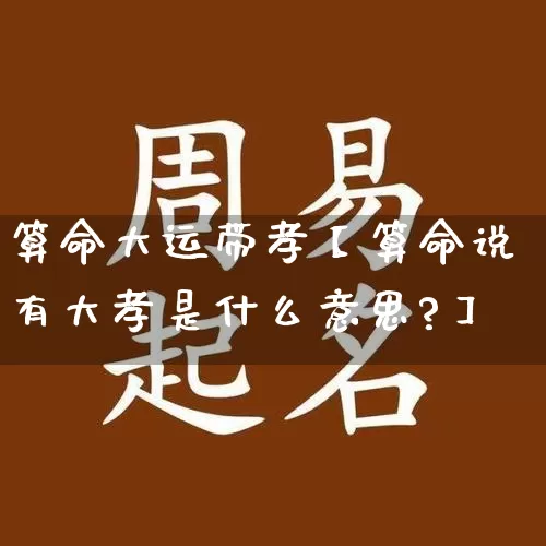 算命大运带孝【算命说有大孝是什么意思?】_https://www.nbtfsb.com_国学动态_第1张