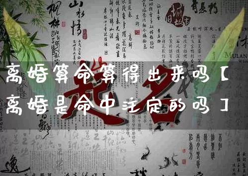 离婚算命算得出来吗【离婚是命中注定的吗】_https://www.nbtfsb.com_周公解梦_第1张