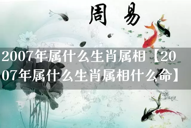 2007年属什么生肖属相【2007年属什么生肖属相什么命】_https://www.nbtfsb.com_八字算命_第1张