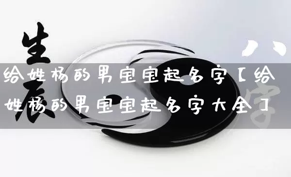 给姓杨的男宝宝起名字【给姓杨的男宝宝起名字大全】_https://www.nbtfsb.com_国学动态_第1张