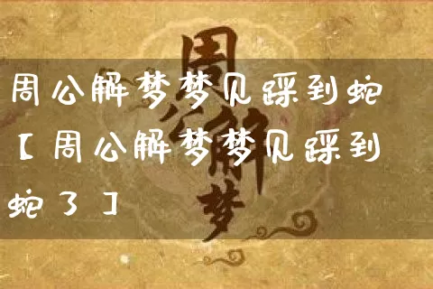 周公解梦梦见踩到蛇【周公解梦梦见踩到蛇了】_https://www.nbtfsb.com_八字算命_第1张