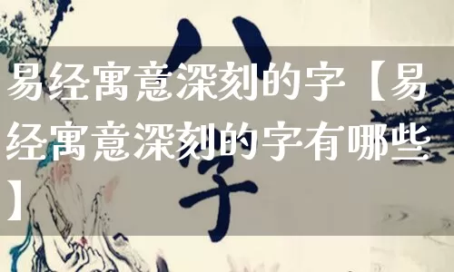 易经寓意深刻的字【易经寓意深刻的字有哪些】_https://www.nbtfsb.com_周公解梦_第1张